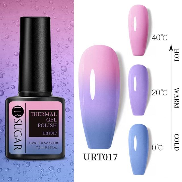 New 2022 Pink Blue Gel Nail Polish UV Color Changing Elegant Luxury Glossy Nail Design For Womens