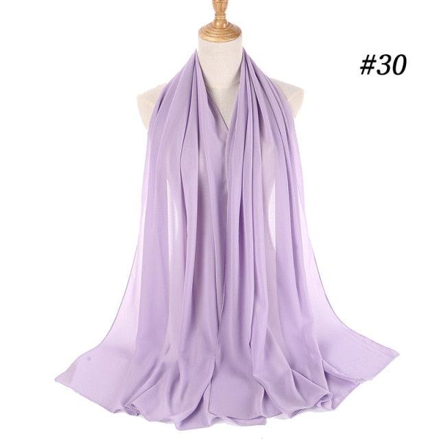 New Long Solid Colorful Soft Chiffon Hijab Elegant Scarf Wrap Lightweight Islamic Head Wear Escharpe Shawls Headband Stole Muslim Hijabs Wrap Headscarf Scarves Colors For Women