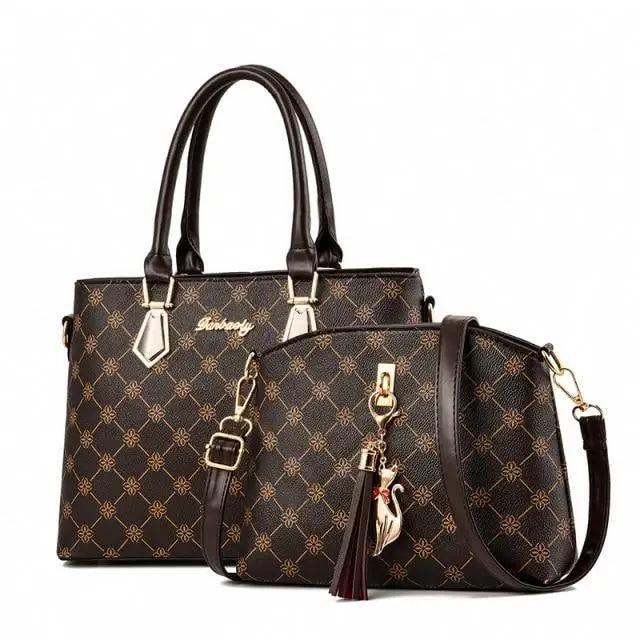 New Luxury Leather Bags Set 2 Pcs Handbag For Women And Girls Stylish Shoulder Gift Bag For Females