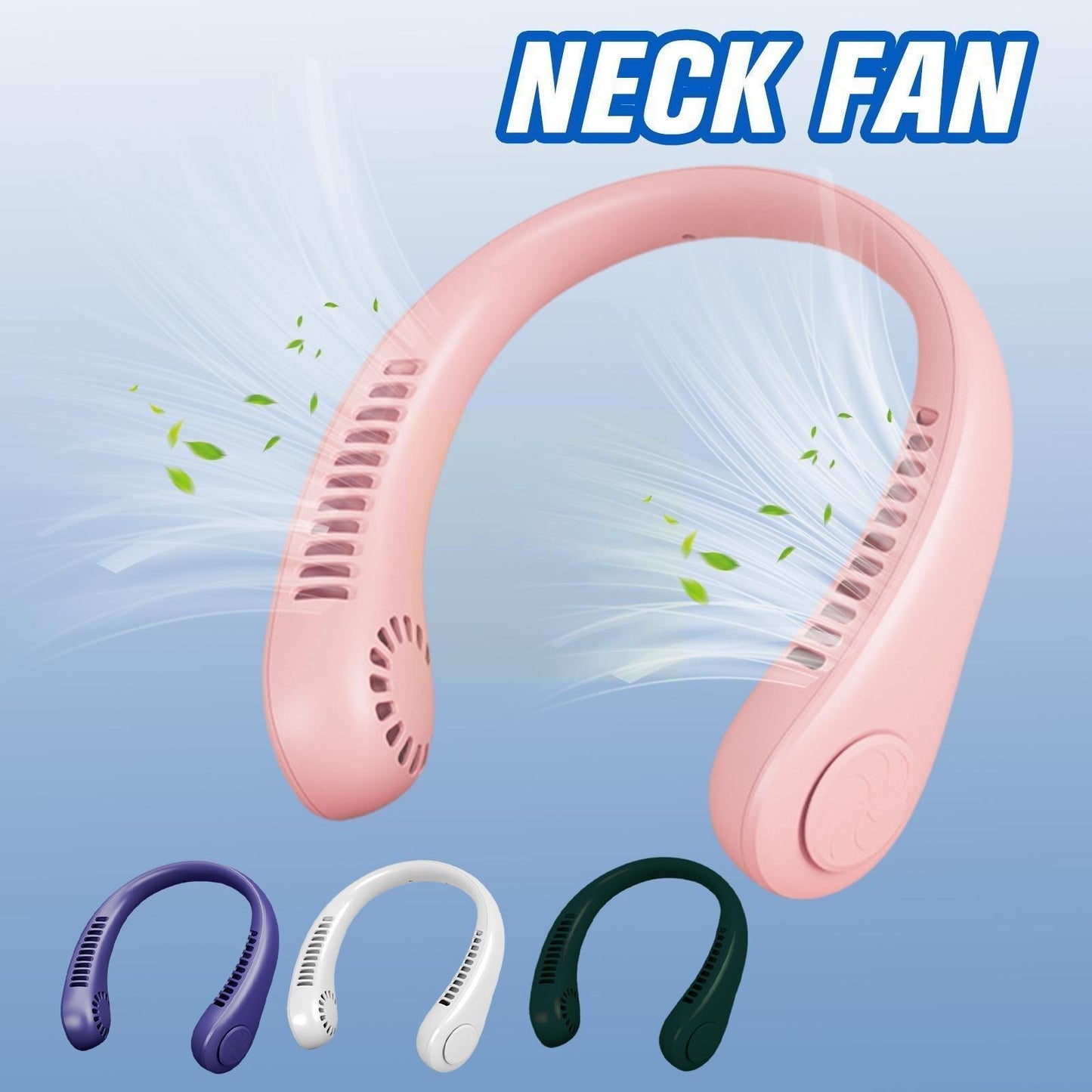 New Mini Neck Fan Portable Bladeless Hanging Neck 1200mAh Rechargeable Air Cooler 3 Speed Mini Summer Sports Fans Portable Smart Cooling Neckband Fan Super Quiet Working