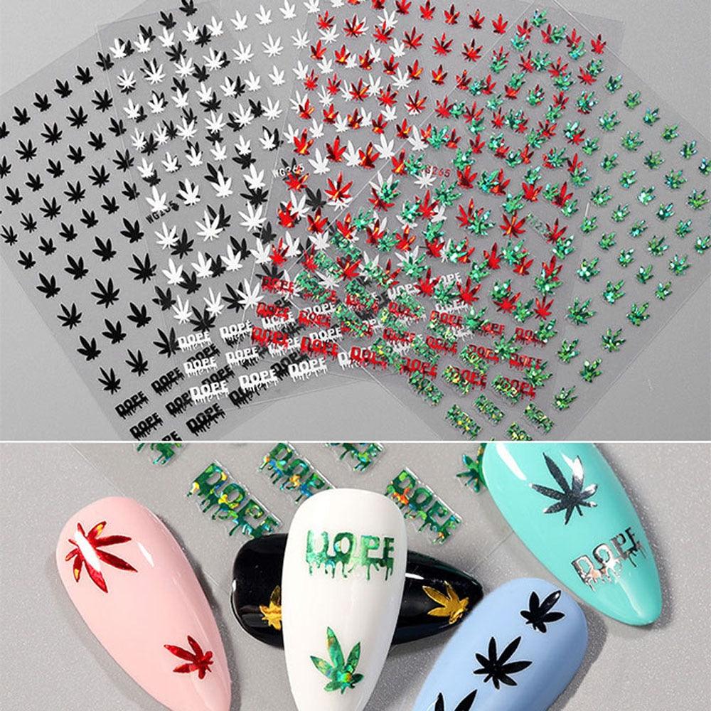 New Mixed Acrylic Stickers Manicure Decoration Weed Leaf Designs Nail Accessories Nail Art Decals Water Transfer Nail Decals Sticker For Pretty Girl Self-Adhesive Nail Decals Designer Nail Stickers for Acrylic