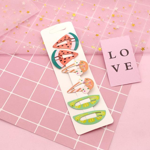 New Printed Cute Cartoon Fruit BB Clips Hairpins Girls Hair Accessories Children Headwear Baby Hair Clips Headdress Gorgeous Hair Accessories For Girls