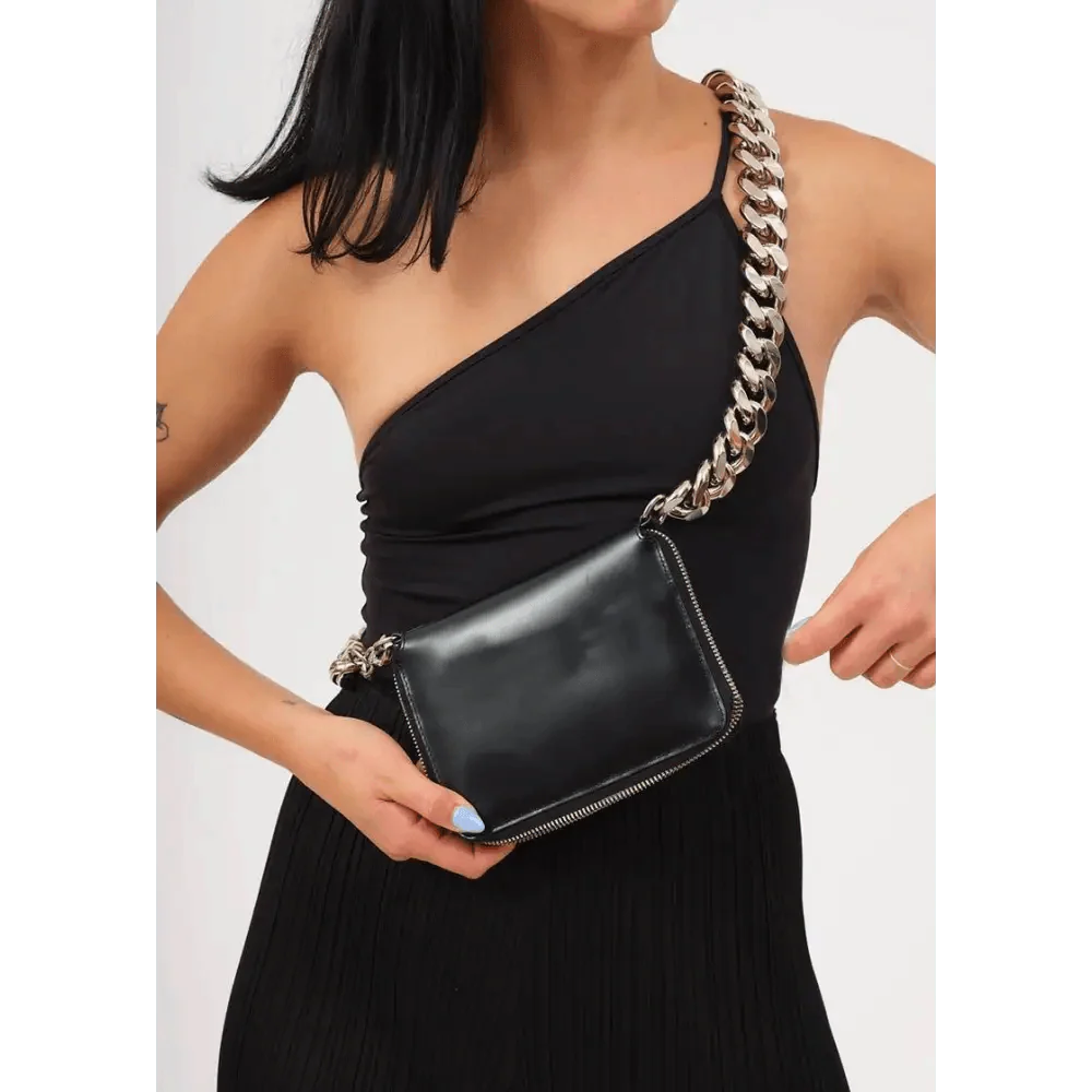 New Sparkling Thick Metal Chain Shoulder Bag Bike Wallet, Mini Bag, Coin Purse. Fashionable Women Pack Leather Crossbody Bags