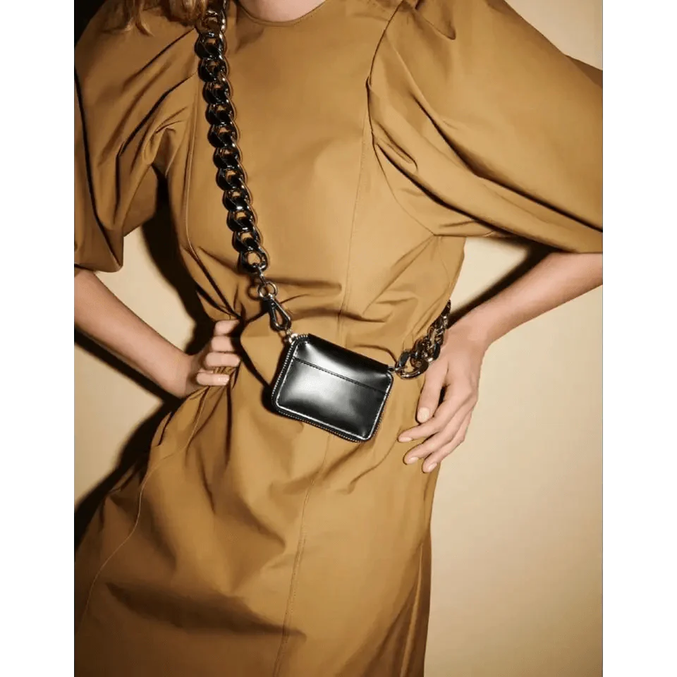 New Sparkling Thick Metal Chain Shoulder Bag Bike Wallet, Mini Bag, Coin Purse. Fashionable Women Pack Leather Crossbody Bags