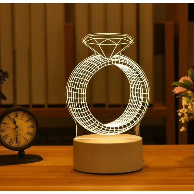New Sterlling Romantic Love 3D Lamp Heart-shaped Balloon Acrylic LED Night Light Decorative Table Lamp Valentine's Day Sweetheart Wife's Gift