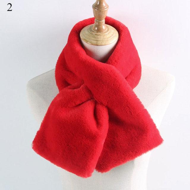 New Winter Solid Color Warm Thicken Soft Collar Scarf Faux Rabbit Fur Neckerchief Plush Warm Hot Scarfs Cross Collar Scarf Shawl Solid With Pearl Elegant For Women
