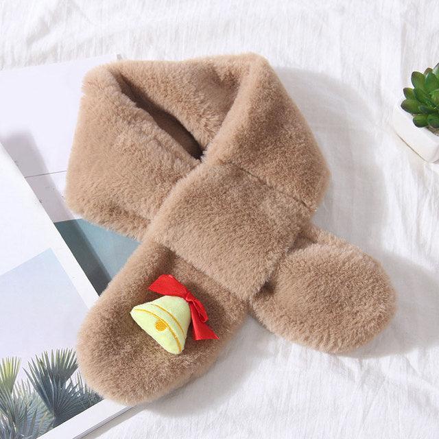 New Winter Solid Color Warm Thicken Soft Collar Scarf Faux Rabbit Fur Neckerchief Plush Warm Hot Scarfs Cross Collar Scarf Shawl Solid With Pearl Elegant For Women