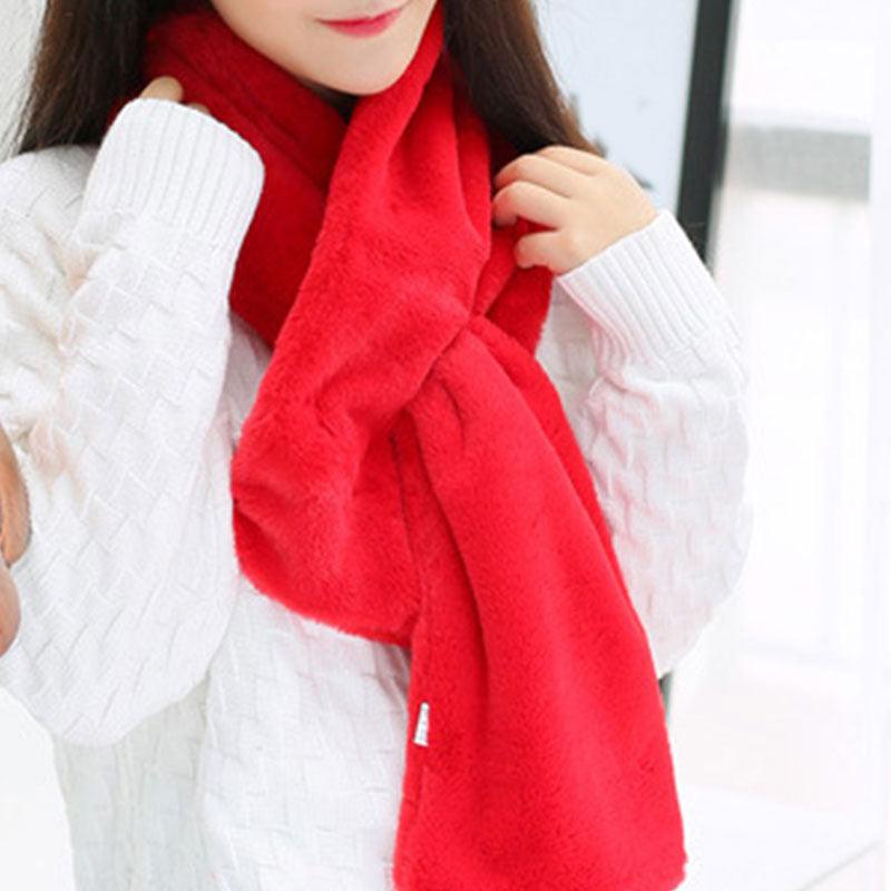 New Winter Solid Color Warm Thicken Soft Collar Scarf Faux Rabbit Fur Neckerchief Plush Warm Hot Scarfs Cross Collar Scarf Shawl Solid With Pearl Elegant For Women
