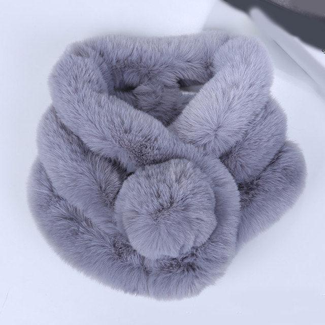 New Winter Solid Color Warm Thicken Soft Collar Scarf Faux Rabbit Fur Neckerchief Plush Warm Hot Scarfs Cross Collar Scarf Shawl Solid With Pearl Elegant For Women