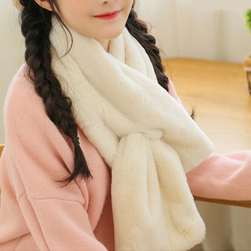 New Winter Solid Color Warm Thicken Soft Collar Scarf Faux Rabbit Fur Neckerchief Plush Warm Hot Scarfs Cross Collar Scarf Shawl Solid With Pearl Elegant For Women