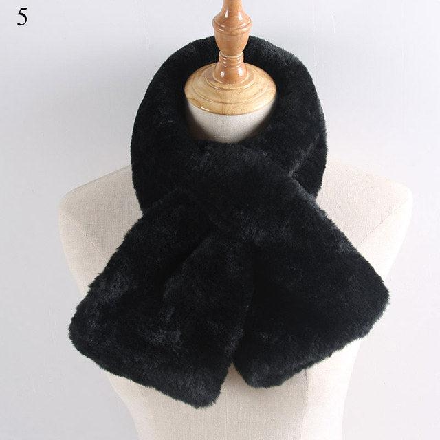 New Winter Solid Color Warm Thicken Soft Collar Scarf Faux Rabbit Fur Neckerchief Plush Warm Hot Scarfs Cross Collar Scarf Shawl Solid With Pearl Elegant For Women