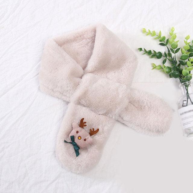 New Winter Solid Color Warm Thicken Soft Collar Scarf Faux Rabbit Fur Neckerchief Plush Warm Hot Scarfs Cross Collar Scarf Shawl Solid With Pearl Elegant For Women