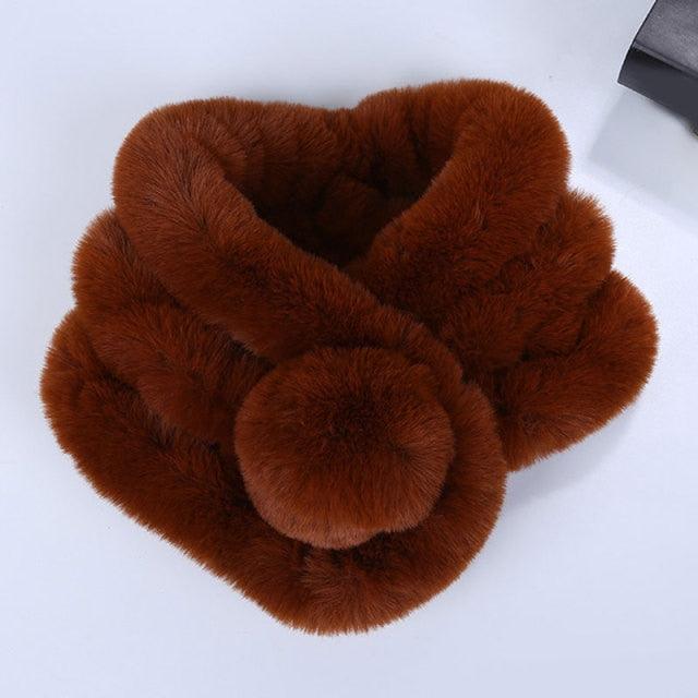 New Winter Solid Color Warm Thicken Soft Collar Scarf Faux Rabbit Fur Neckerchief Plush Warm Hot Scarfs Cross Collar Scarf Shawl Solid With Pearl Elegant For Women