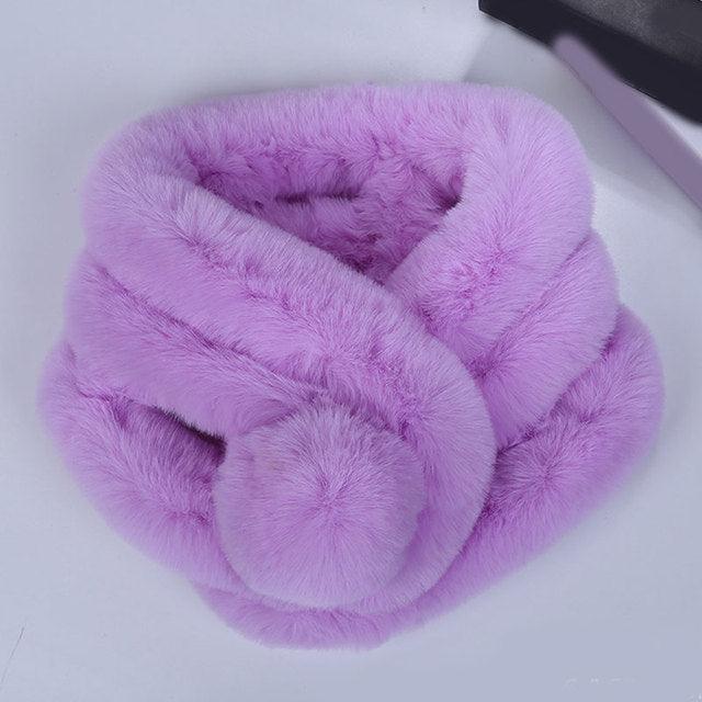 New Winter Solid Color Warm Thicken Soft Collar Scarf Faux Rabbit Fur Neckerchief Plush Warm Hot Scarfs Cross Collar Scarf Shawl Solid With Pearl Elegant For Women