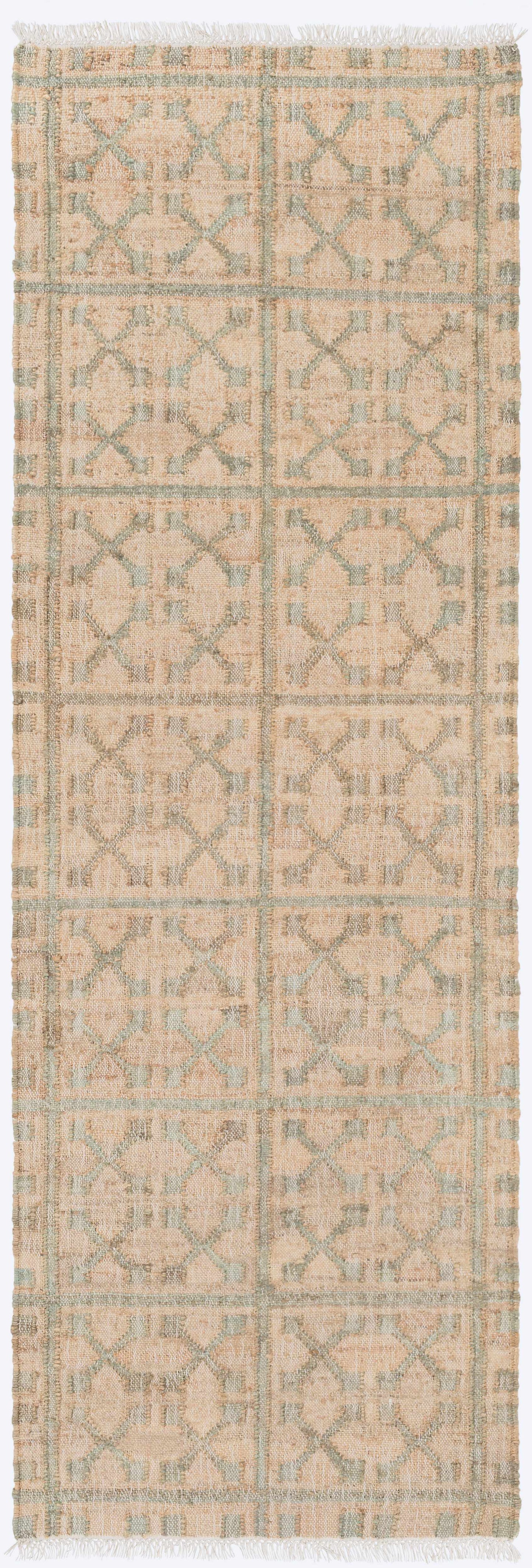 Rice Dusty Sage Fringed Jute Carpet