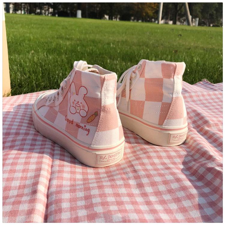 Pink Women's Luxury Canvas Sneakers Flats New Casual Tennis Basketball Canvas Shoes High-top Fashion Sneakers Slip On Walking Shoe Athletic Shoes For Gym Running Work