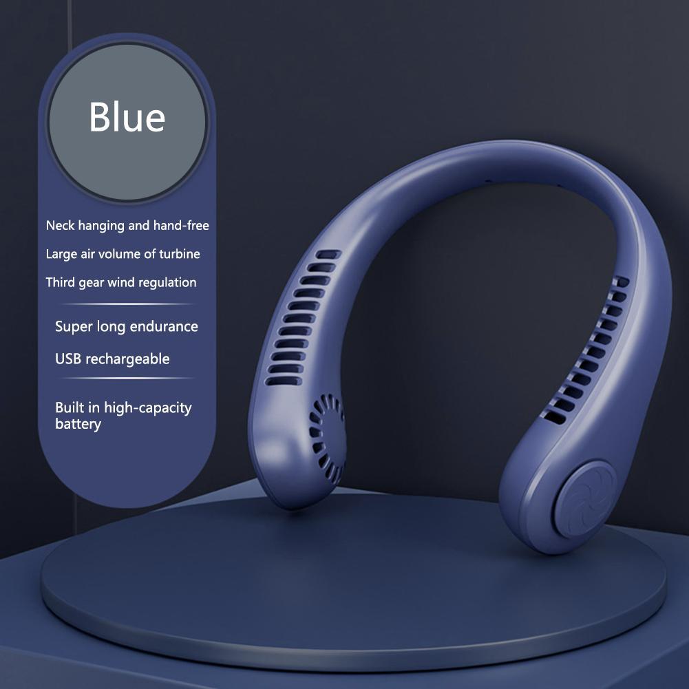 Portable Neck Fan USB Handheld Mute LED Digital Display Leafless Mini Electric Fan Colorful Atmosphere Lights 5th Gear For Rechargeable Personal Wearable Fan with Colorful Flashlight LED Digital Display And Low Noise