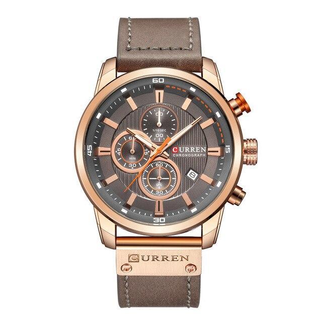 Men's Waterproof Elegant Sport Watch With Chronometers Day View, Leather  Belts And Hardlex Scratch Resistant Glass Perfect Gift For Him