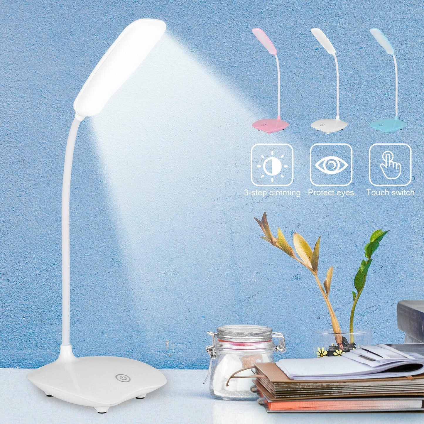 Rechargeable Table Lamp Desk Light Study Room Lamp, Modern Table Lamp, Flexible for Students To Read, Study Room Table Lamp Decorative Table Lamp Cute Study Lamps for Bedroom Décor