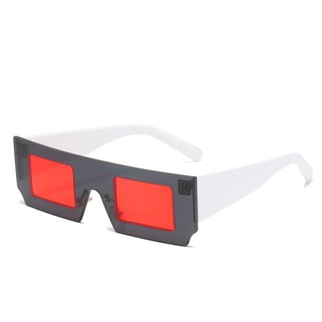 Rectangle Sunglasses for Women Retro Trendy Fashion Glasses Oval Lenses Narrow Thin Square Frame with UV400 Protection Decent Contrast Color Slice Box Style Glasses In Ocean Color  Sunglasses For Men & Women