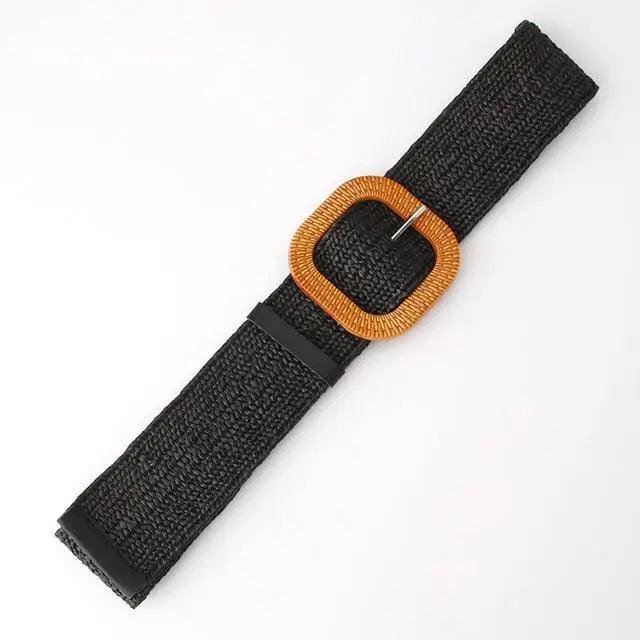 Round Women Waist Belt Classic Wooden Buckle Casual Style Buckle Simple Lightweight Waist Dress Band