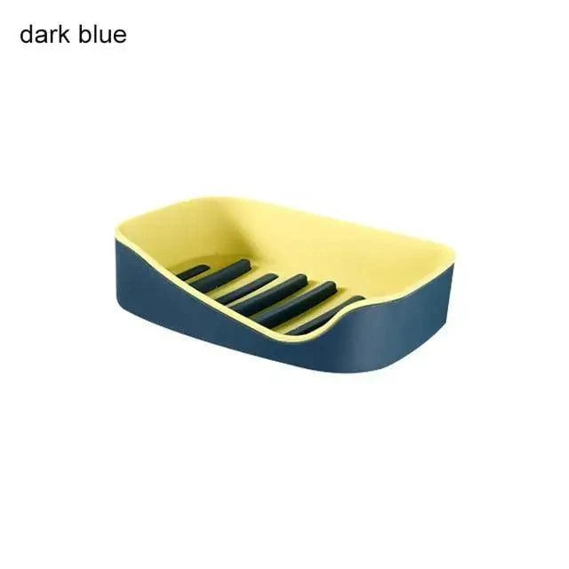 Soap Rack No Drilling Wall Mounted Double Layer Soap Holder Soap Sponge Dish Bathroom Accessories Soap Dishes Self Adhesive Soap Dish Bar Soap Holder Soap Dishes Tray Saver Case Box for Shower Bathroom Kitchen Dish Drainer Drying Rack