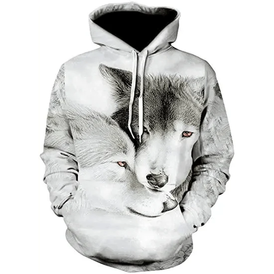 Spring And Summer 3D Digital Printing Fashion Men's And Women's Couple Sweatshirts Animal Pattern Novelty Sweatshirt with Hoodies Pockets for Adults Women Men