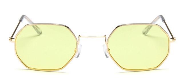 Stylish Hexagon Trendy Colorful Sunglasses For Women New Metal Luxury Summer Eyewear Women New Stainless Steel Lightweight Frame Cool Style Outdoor Travel UV Glasses