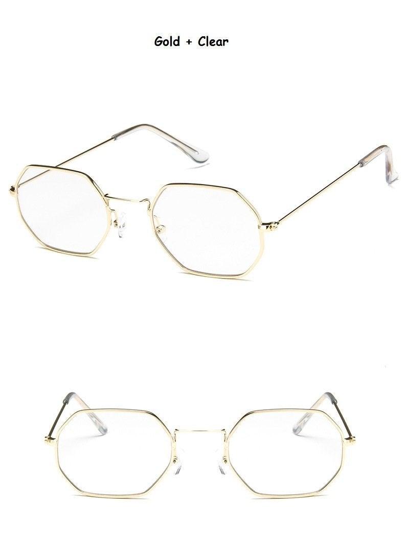 Stylish Hexagon Trendy Colorful Sunglasses For Women New Metal Luxury Summer Eyewear Women New Stainless Steel Lightweight Frame Cool Style Outdoor Travel UV Glasses