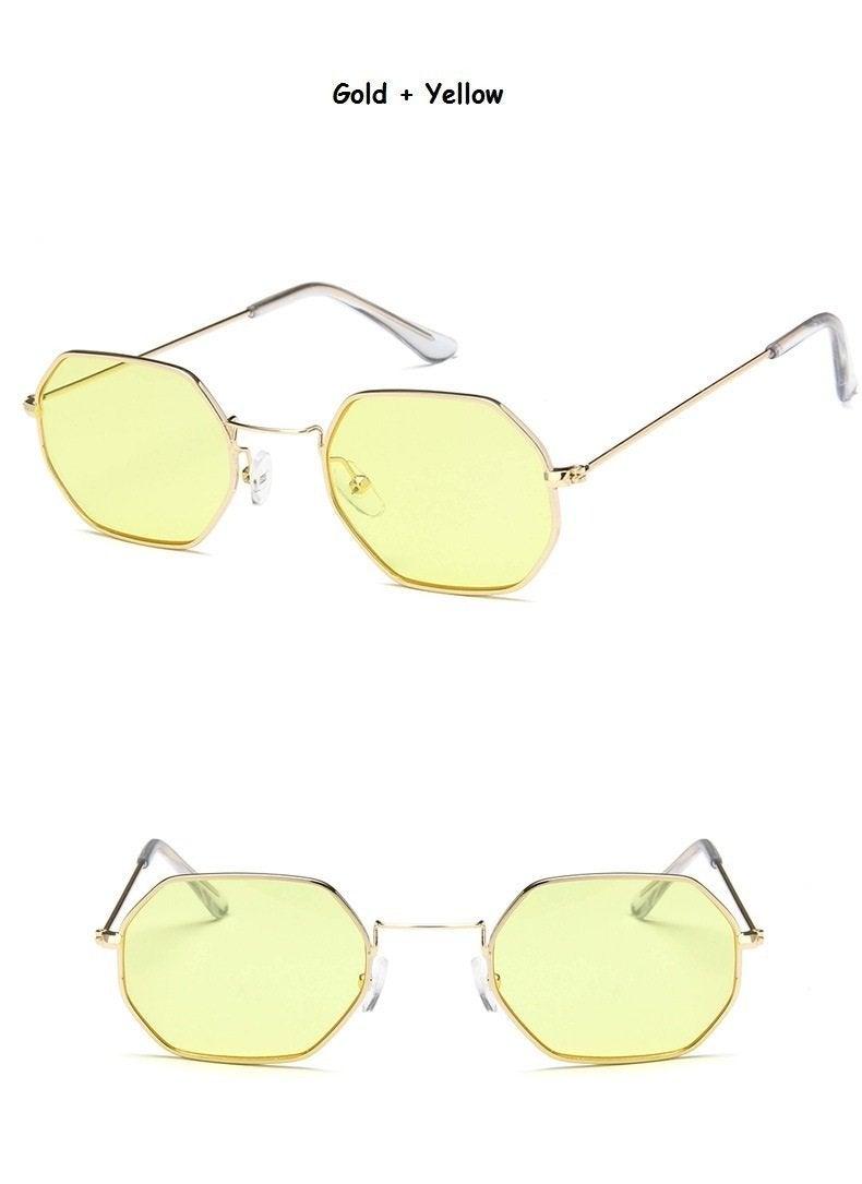 Stylish Hexagon Trendy Colorful Sunglasses For Women New Metal Luxury Summer Eyewear Women New Stainless Steel Lightweight Frame Cool Style Outdoor Travel UV Glasses