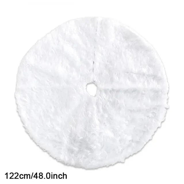White Christmas Tree Skirt Plush Faux Fur Xmas Tree Carpet Merry Christmas Tree Decorations Ornament New Year Home Decor