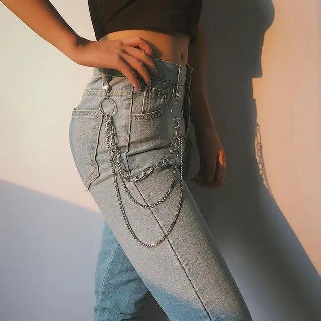 Trendy Heart Shaped Design Body Long Chain Ladies Belts Modern Metal Waist Chain Love Belts For Women
