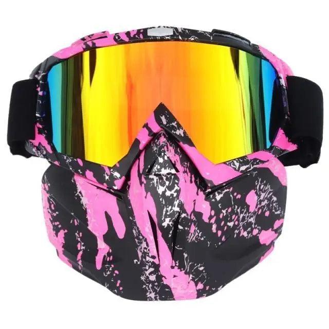 Unisex Snowboard Glasses Snowmobile Skiing Goggles For Men Women Windproof Sunglasses With Detachable Mask