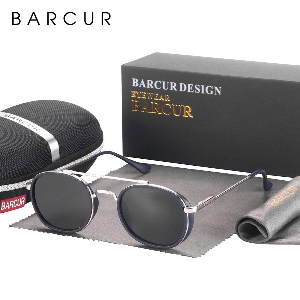 Vintage Round Retro BARCUR Design Round Sunglasses for Men Women Stevvex Sun Glasses Classic Eyewear Accessory Party Sunglasses Summer