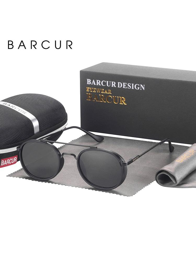 Vintage Round Retro BARCUR Design Round Sunglasses for Men Women Stevvex Sun Glasses Classic Eyewear Accessory Party Sunglasses Summer