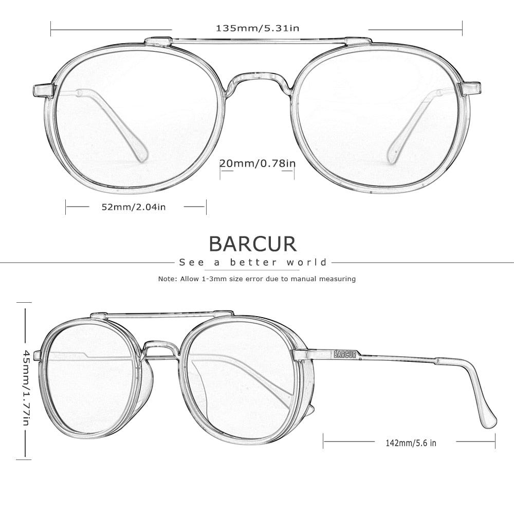Vintage Round Retro BARCUR Design Round Sunglasses for Men Women Stevvex Sun Glasses Classic Eyewear Accessory Party Sunglasses Summer