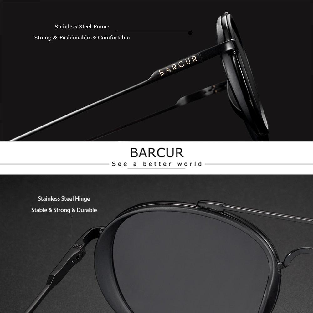 Vintage Round Retro BARCUR Design Round Sunglasses for Men Women Stevvex Sun Glasses Classic Eyewear Accessory Party Sunglasses Summer