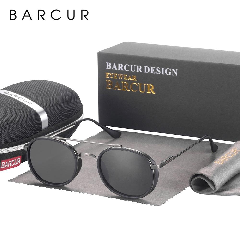 Vintage Round Retro BARCUR Design Round Sunglasses for Men Women Stevvex Sun Glasses Classic Eyewear Accessory Party Sunglasses Summer