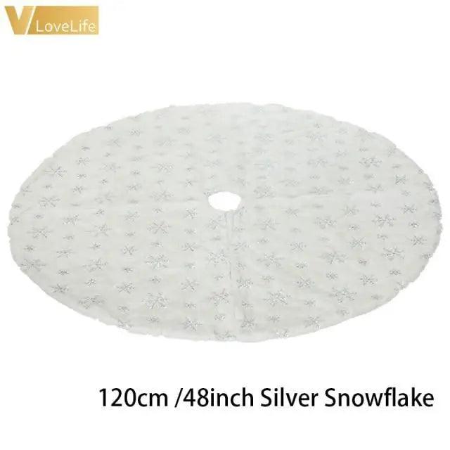 Christmas Tree Decor Snowflake Carpet White Christmas Tree Skirt Fur Skirt For Xmas Decorations Xmas Christmas Decorations For Home