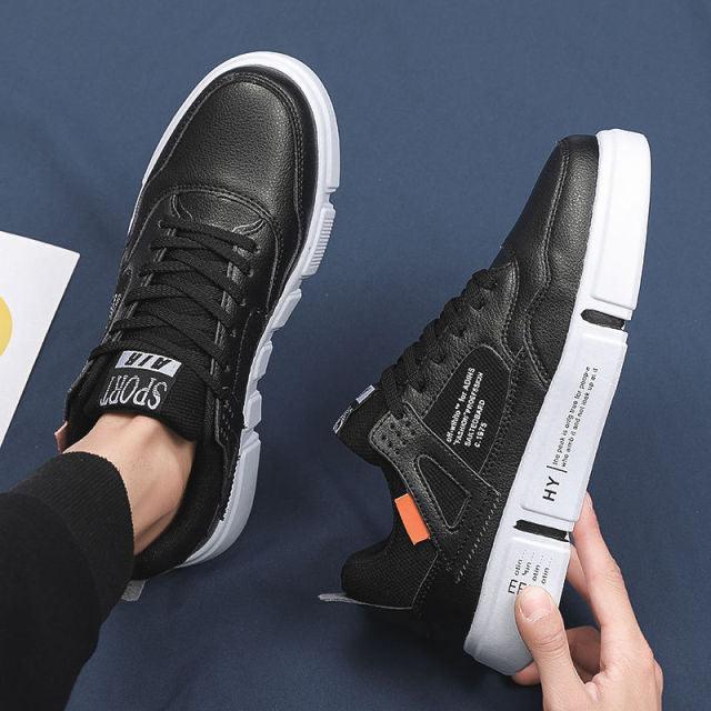 White Leather Sneakers For Men Breathable Casual Walking Sports Running Shoes Outdoor Travel Fitness Sneakers Comfortable Casual Shoes Outdoor Men Sneakers