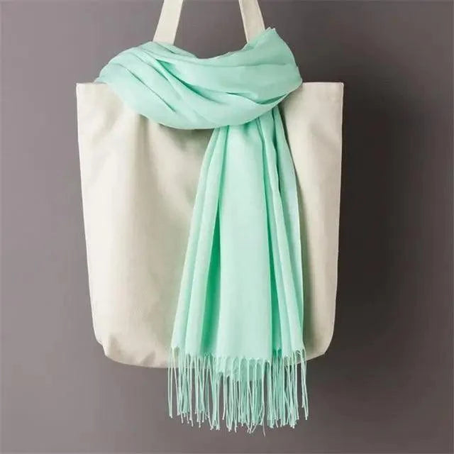 Winter Women Scarf Female Scarves For Women Solid Shawl Wraps For Winter Casual Wear Travel Friendly Wool Tassel Scarf Fashion Solid Color Toddler Soft Warm Scarves