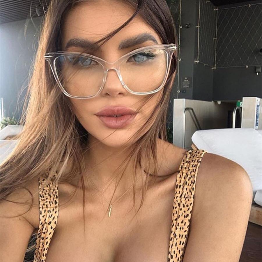 Women Luxury Cat Eye Sunglasses For Women Glasses Oversized Frame Transparent Lens Eyeglasses Computer Optical For  Prescription Glasses For Women