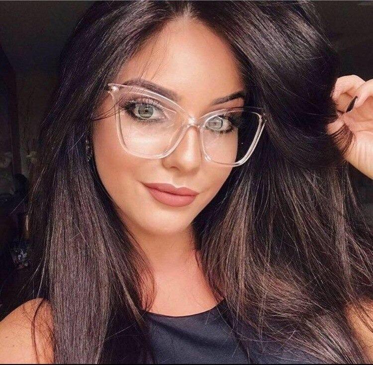 Women Luxury Cat Eye Sunglasses For Women Glasses Oversized Frame Transparent Lens Eyeglasses Computer Optical For  Prescription Glasses For Women