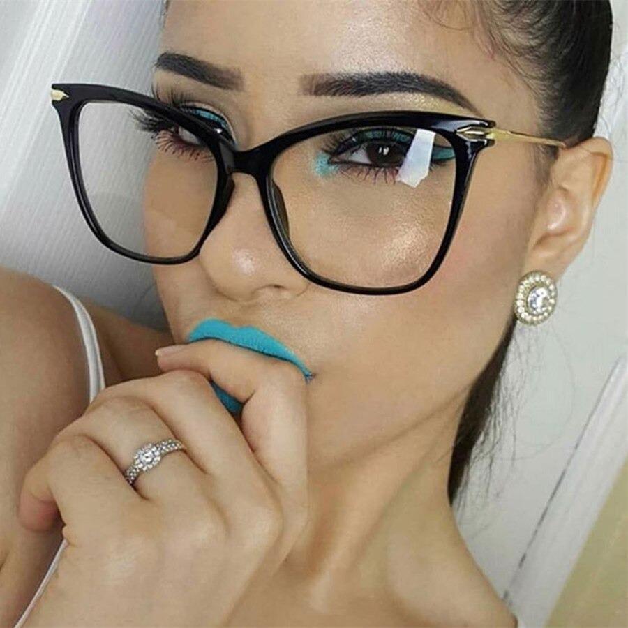 Women Luxury Cat Eye Sunglasses For Women Glasses Oversized Frame Transparent Lens Eyeglasses Computer Optical For  Prescription Glasses For Women