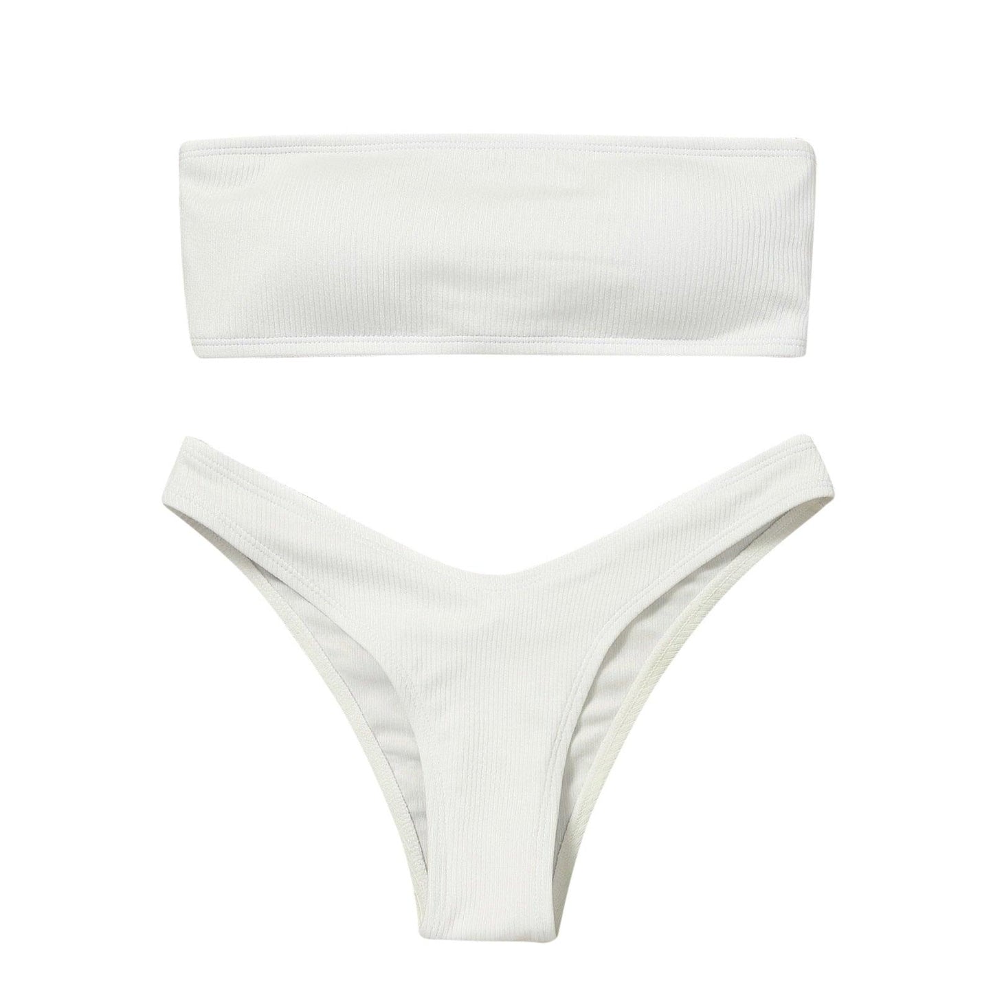 Women's Bikini Two Piece Swimsuit Swimwear  Beach Bathing Suit Woman Two-Piece Strapless Padded High Cut Bandeau Bathing Suit Swimwear